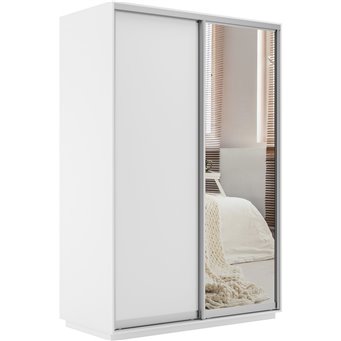 Шкаф-купе Экспресс ДСП/Зеркало, 140х60х220 Белый снег