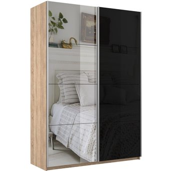 Шкаф-купе Прайм Зеркало/Стекло черное/доводчики, 140х57х230 Сонома