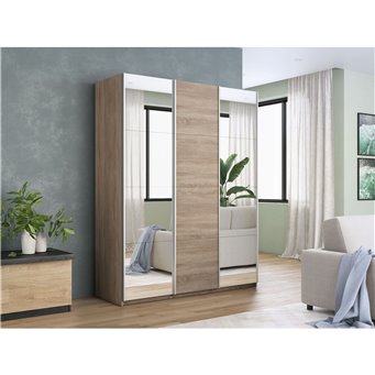 Шкаф-купе Прайм Зеркало/ДСП/Зеркало/доводчики, 210х57х230 Сонома