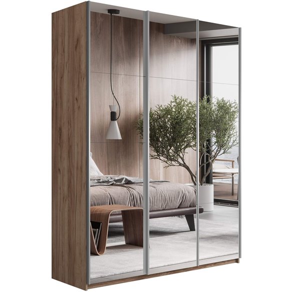 Шкаф-купе Прайм-Зеркало/доводчики, 180х57х230 Крафт табачный