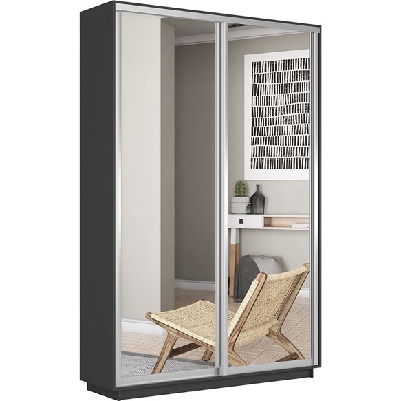 Шкаф-купе Экспресс-Зеркала, 120х45х220 Серый диамант