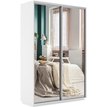 Шкаф-купе Экспресс-Зеркала, 140х45х220 Белый Снег