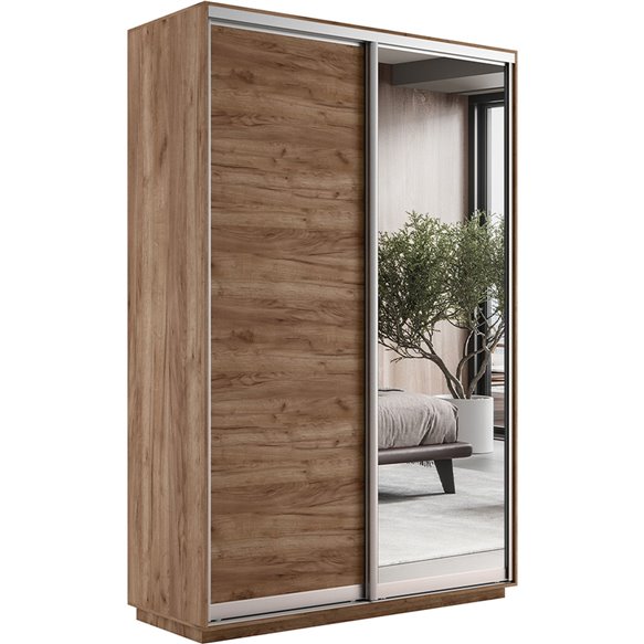Шкаф-купе Экспресс ДСП/Зеркало, 120х45х220 Крафт табачный