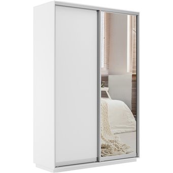 Шкаф-купе Экспресс ДСП/Зеркало, 140х45х220 Белый снег