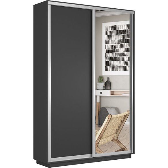 Шкаф-купе Экспресс ДСП/Зеркало, 160х45х220 Серый диамант