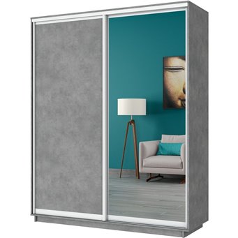 Шкаф-купе Экспресс ДСП/Зеркало, 180х45х220 Бетон