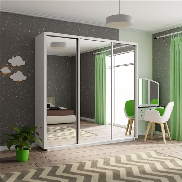 Шкаф-купе Экспресс-зеркала, 210х60х220 Белый снег