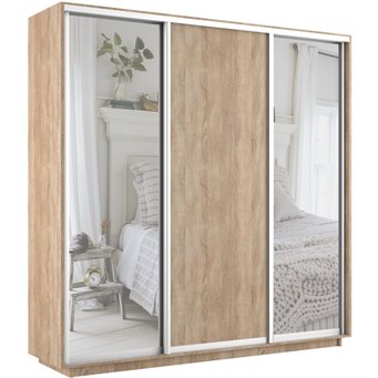 Шкаф-купе Экспресс Зеркало/ДСП/Зеркало, 210х60х240 Сонома