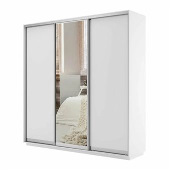 Шкаф-купе Экспресс ДСП/Зеркало/ДСП, 210х60х220 Белый снег