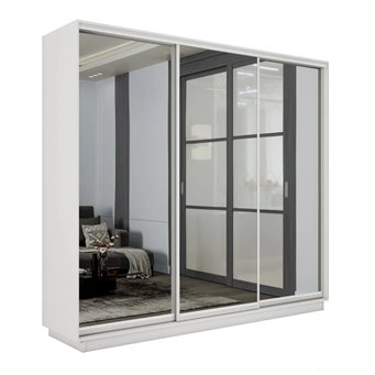 Шкаф-купе Экспресс-зеркала, 210х45х240 Белый снег
