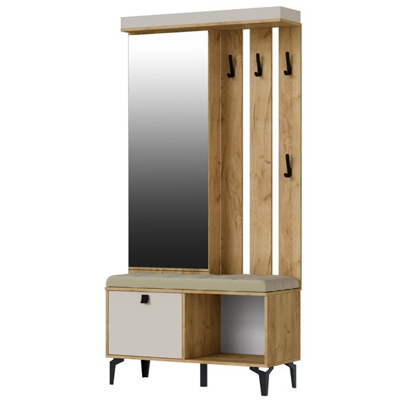 Прихожая Милан центральная секция (2100х984х366) дуб крафт золотой/кашемир