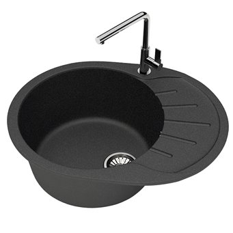 Мойка врезная кварцевая Glanz J10 57.5х44 см, антрацит